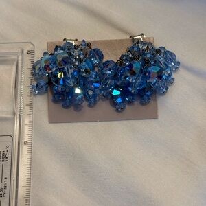 Vintage Blue Crystal Cluster Earrings